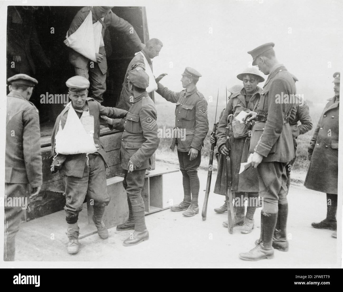 World War One, WWI, Western Front - Newly captured wounded German ...