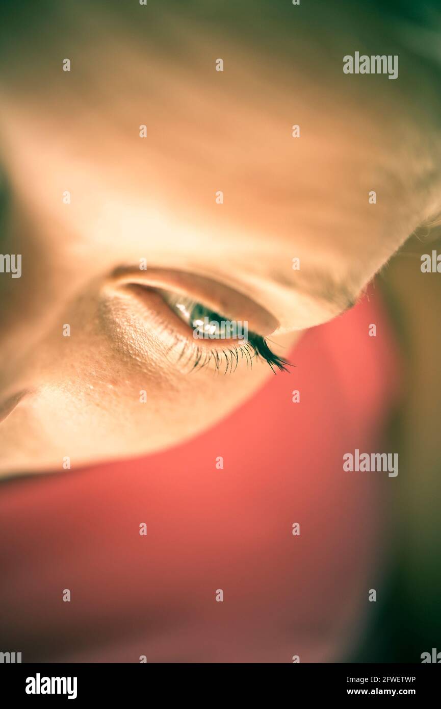 woman face partial, taken from above, a slanted angle Stock Photo Alamy