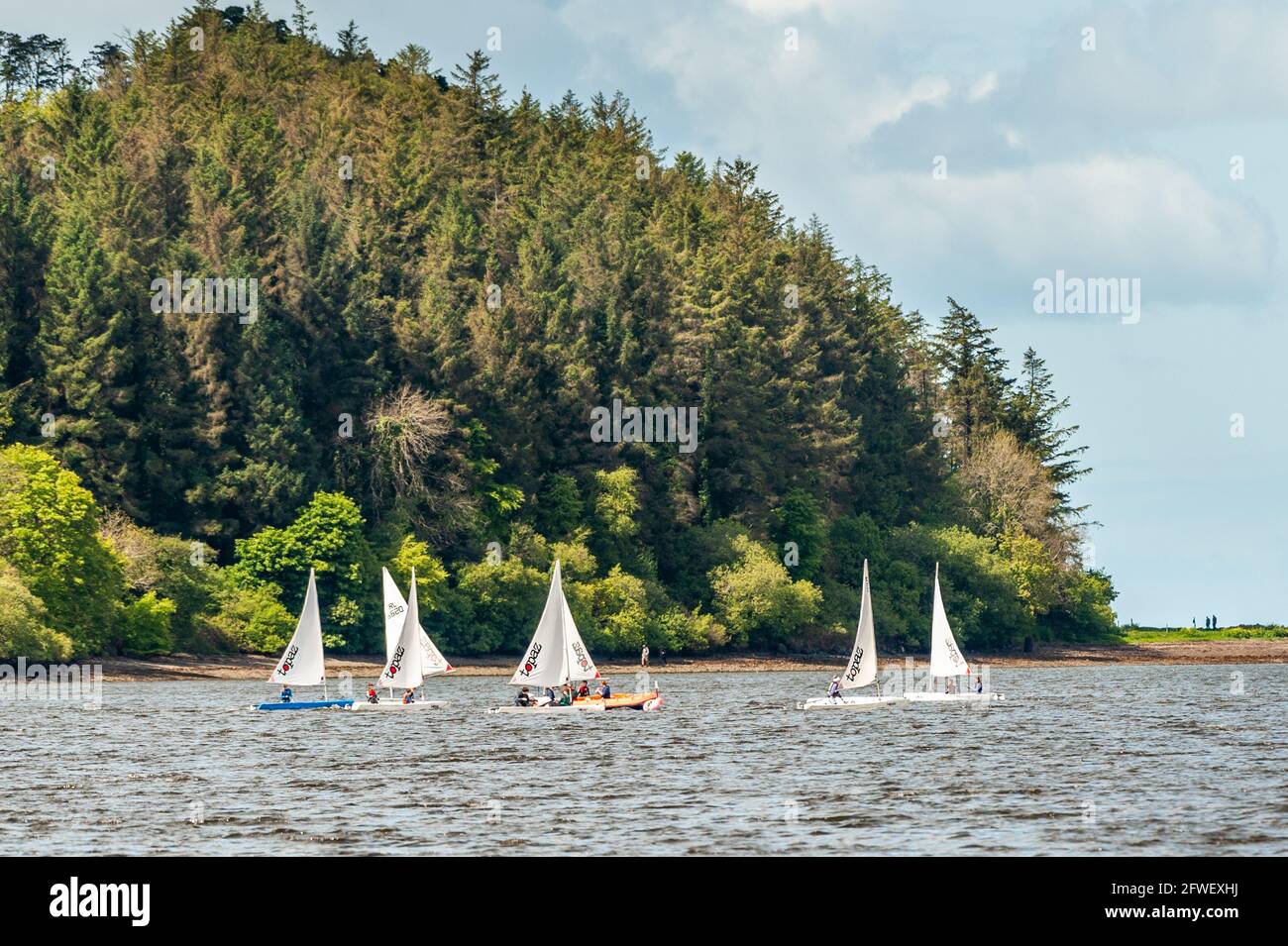 Bantry, West Cork, Ireland. 22nd May, 2021. The sun shone on Bantry this morning with many locals and visitors taking full advantage of the good weather. Bantry Bay Sailing Club's Saturday morning sailing session attracted many sailors. Credit: AG News/Alamy Live News Stock Photo
