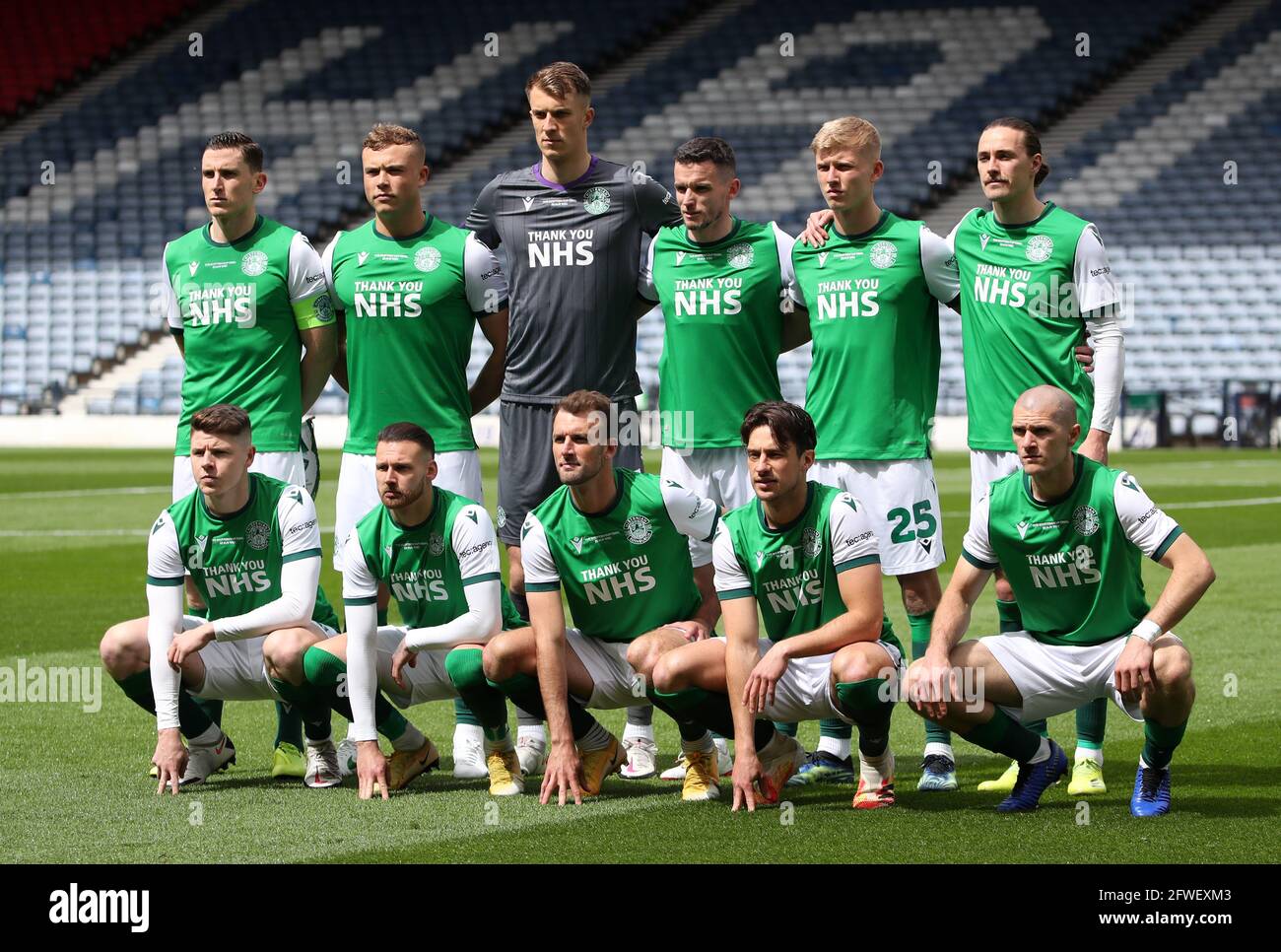 A Hibernian team group photo before the Scottish Cup final match at