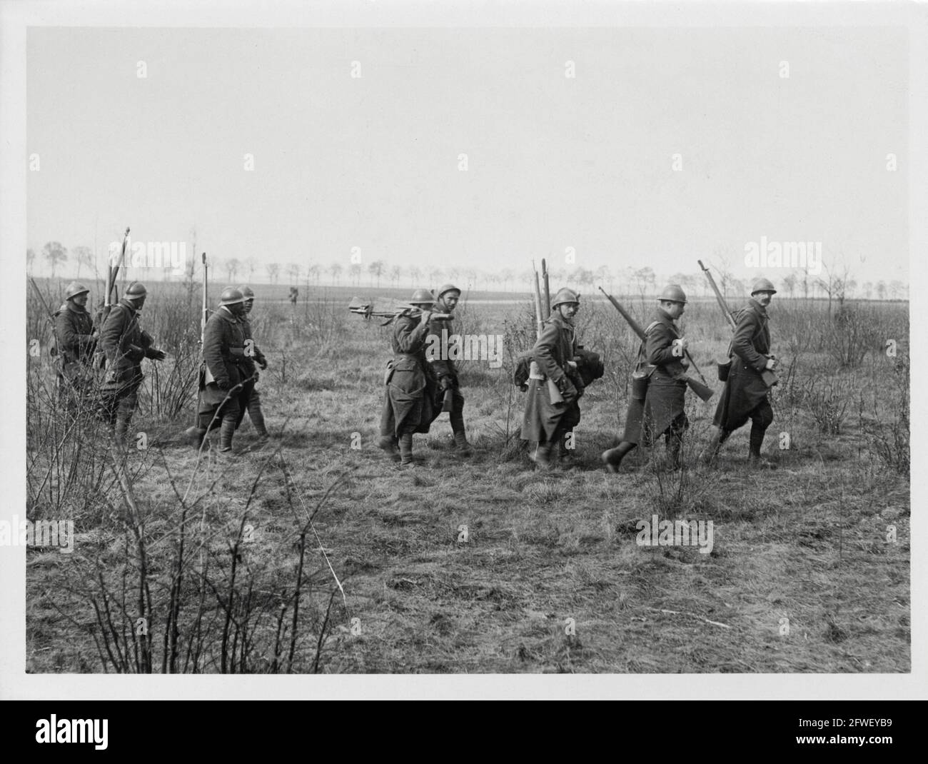 World War One, WWI, Western Front - French troops moving up into action, France Stock Photo