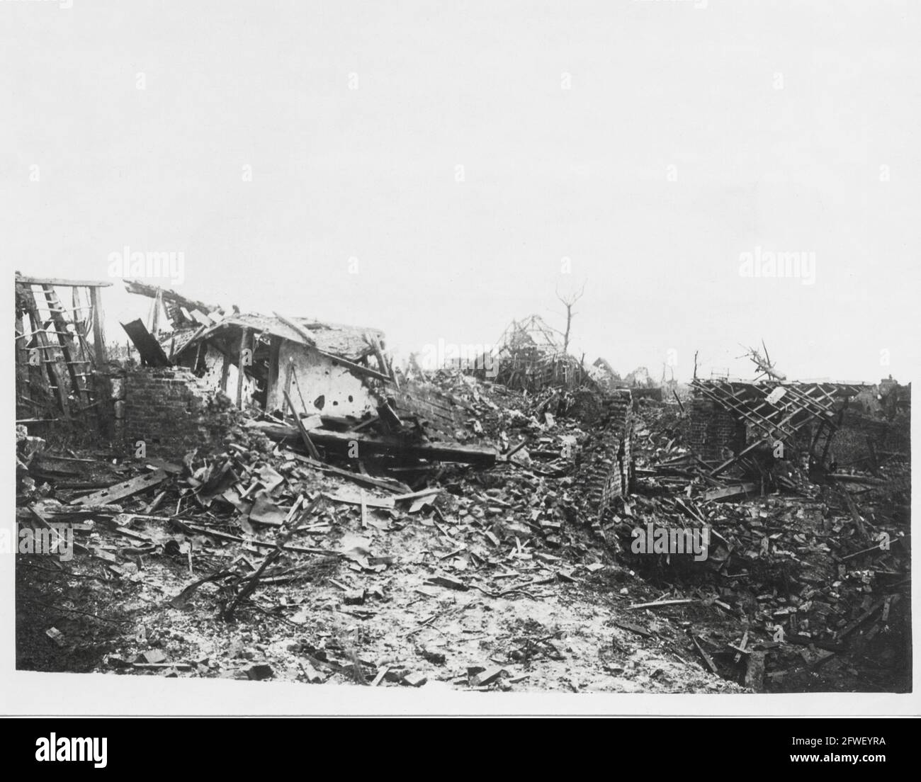 World War One, WWI, Western Front - Ruins of destroyed houses in Miraumont-le-Grand, Somme Department, France Stock Photo