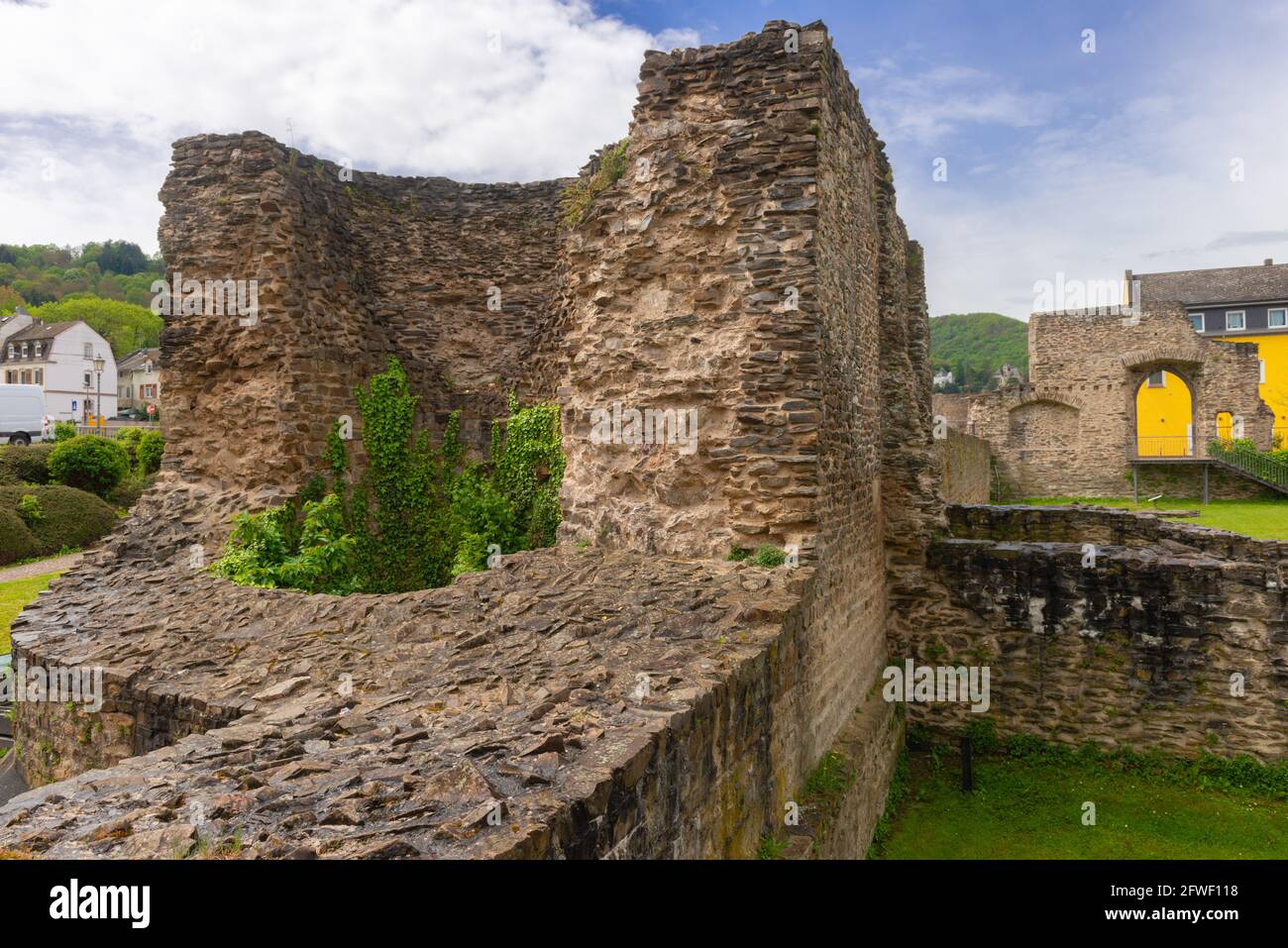 Remains of the Roman fortification Bodobrica Romana  dated 4th century AD, Boppard, Rhineland-Palatinate, Germany Stock Photo