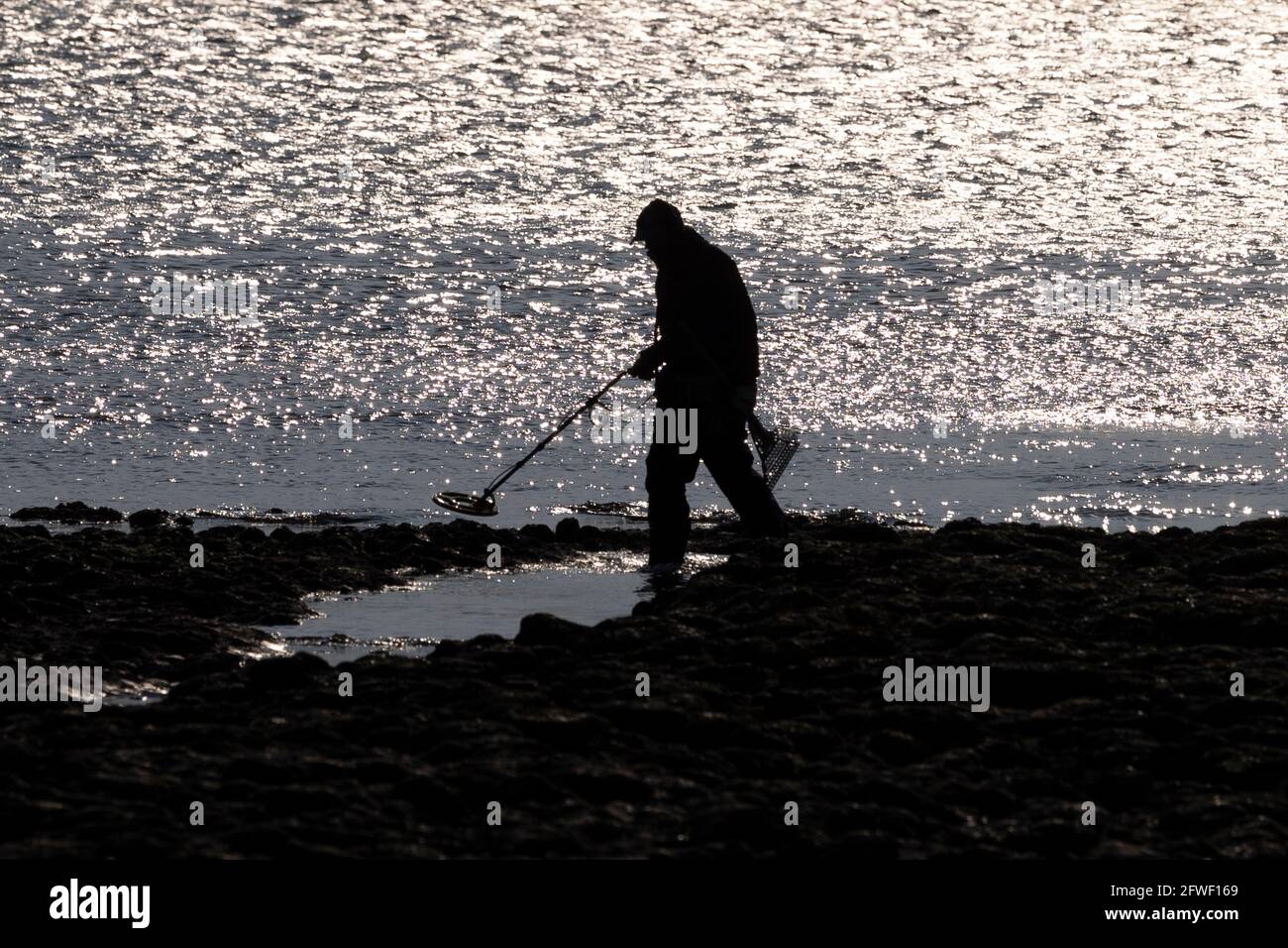 of Wight,man,metal,UK Stock Photo