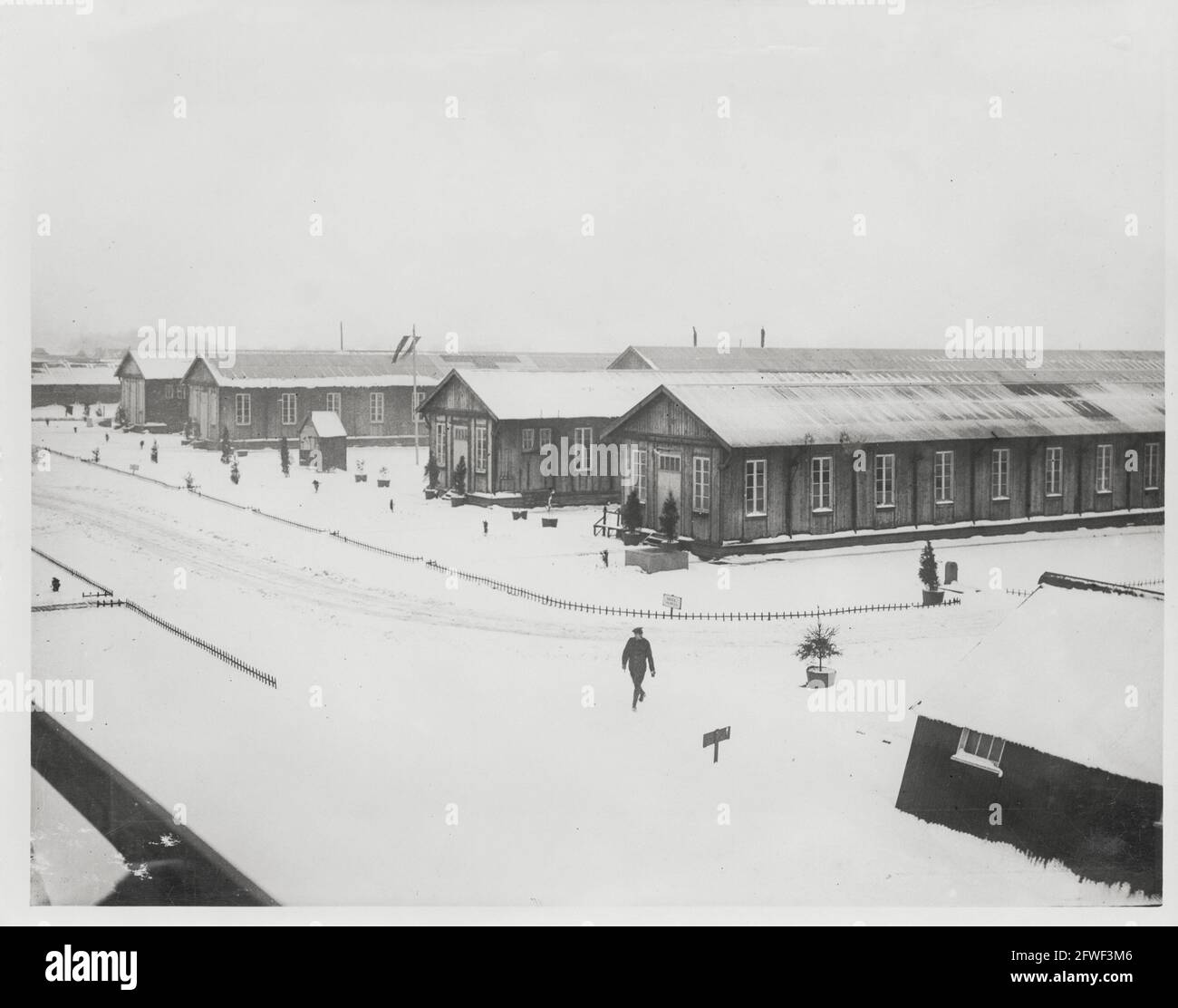 World War One, WWI, Western Front - View of a stationary hospital in the snow, France Stock Photo