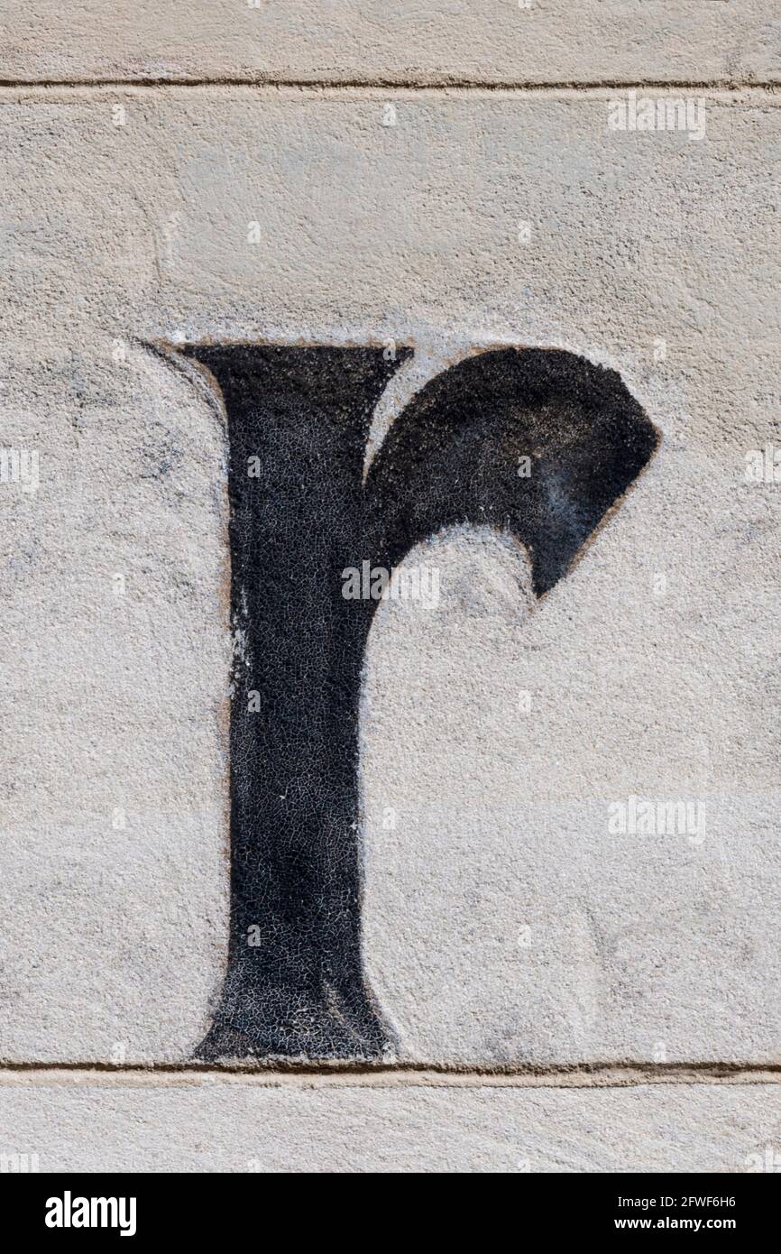 Letter r of a historical advertising painting Stock Photo