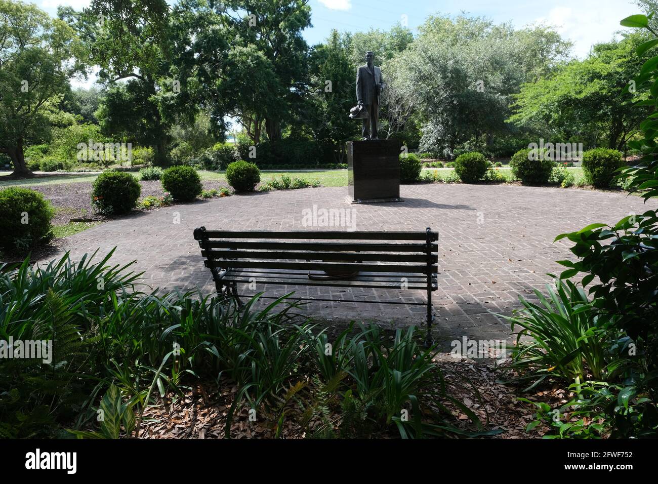 Stature of early revolutionary Denmark Vesey who led slave uprising and was hanged in 1752 at White Point gardens in Charleston, SC Stock Photo
