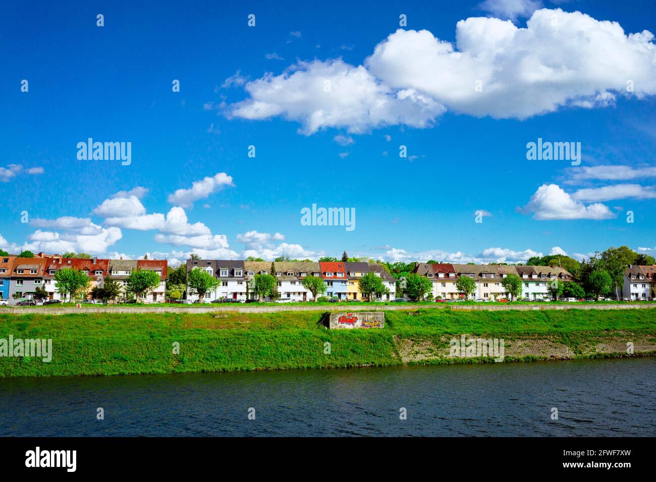 Parkinsel quarter in Ludwigshafen Germany. The upscale quarter has gained new popuarity with new housing projects in recent years. Stock Photo