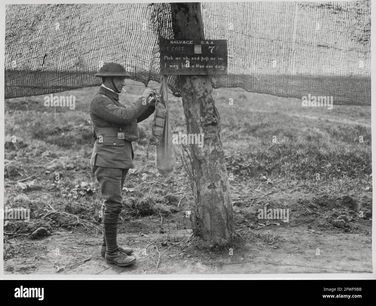 World War One, WWI, Western Front - Man saves bullets in a salvage area, France Stock Photo
