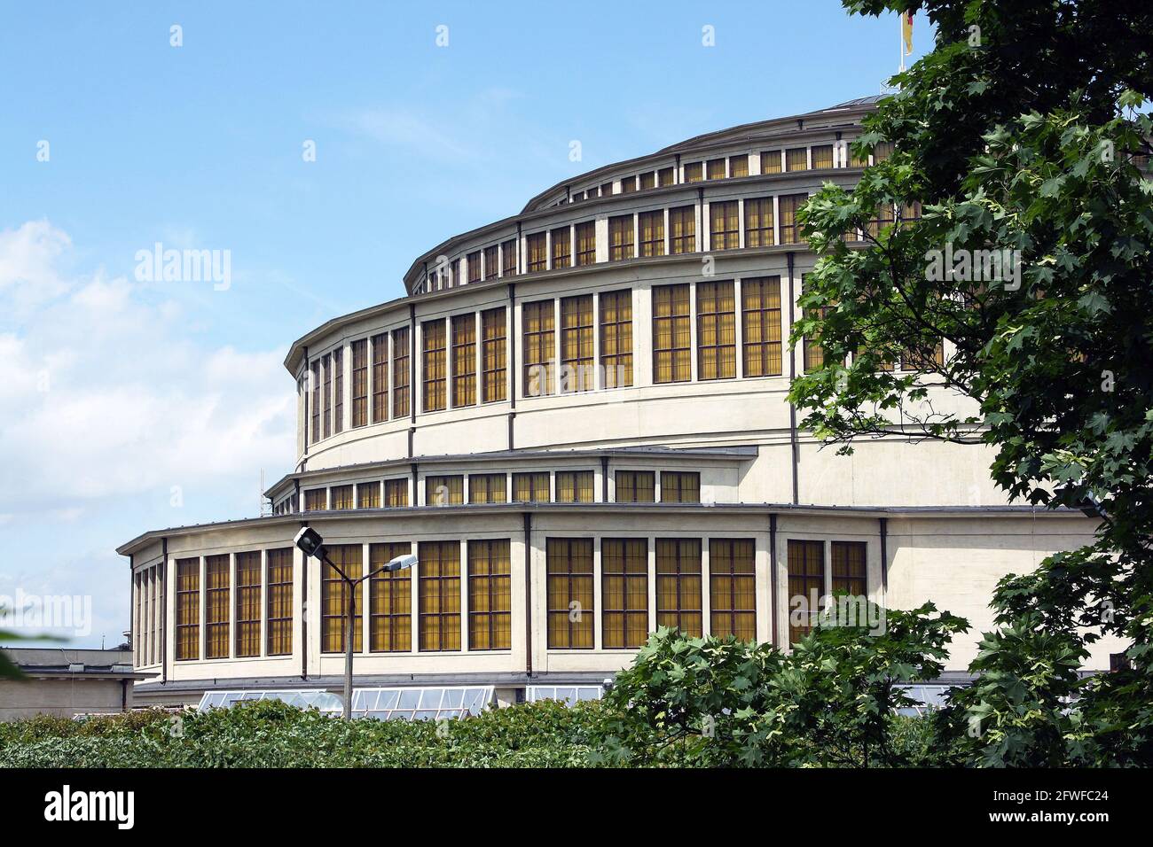External view of the Centennial Hall, in Wroclaw, Poland, a masterpiece of the early Modern movement, a multi-function hall of reinforced concrete Stock Photo