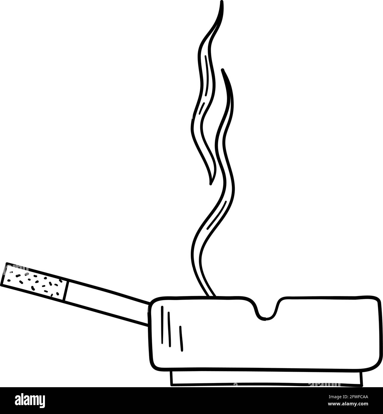 cigarette in ashtray drawing Cigarette In An Ashtray Icon. Hand Drawn Sketch Design. Vector Illustration  Stock Vector Image & Art