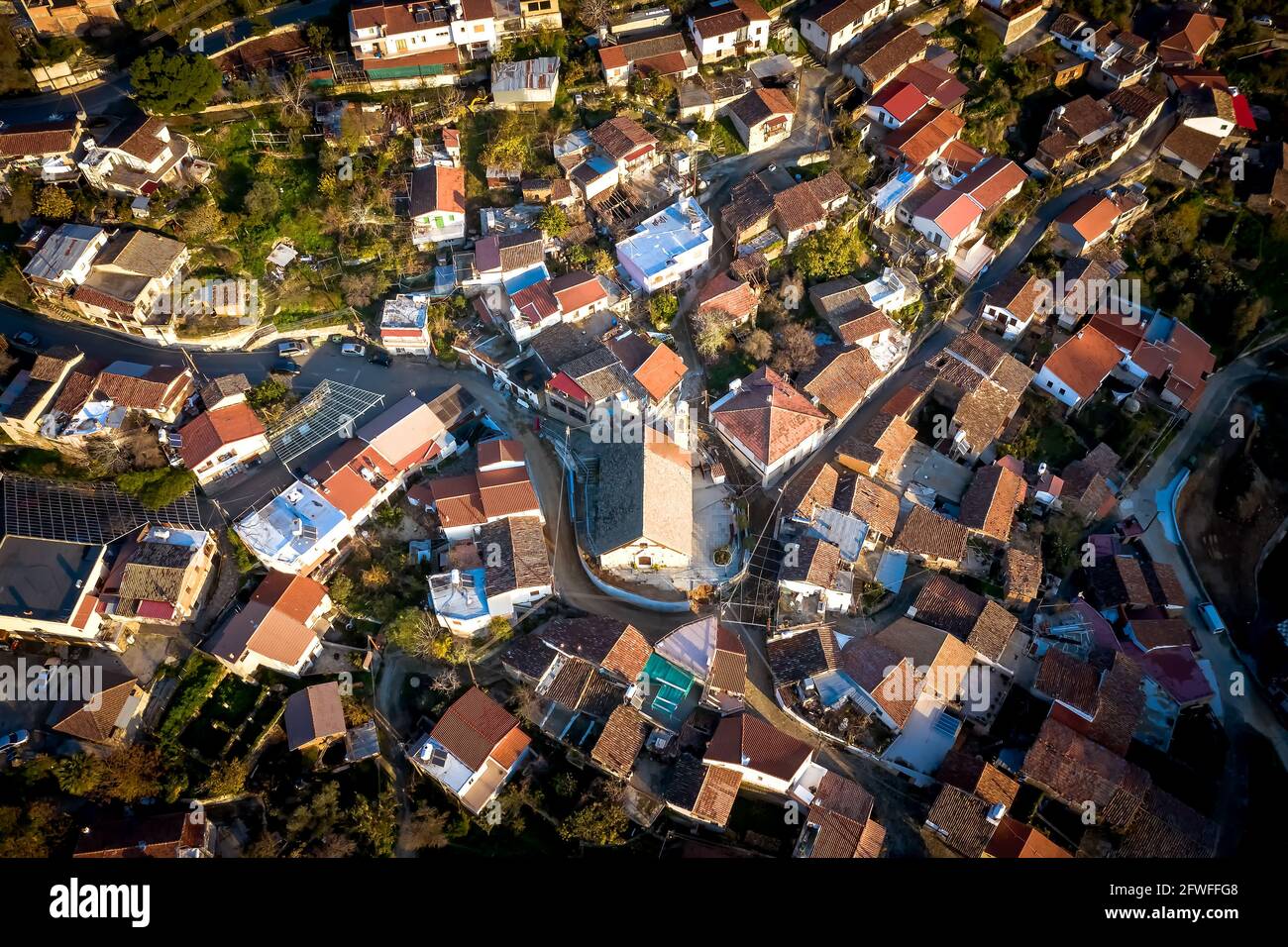 Aerial view of Gourri mountain village in Cyprus Stock Photo
