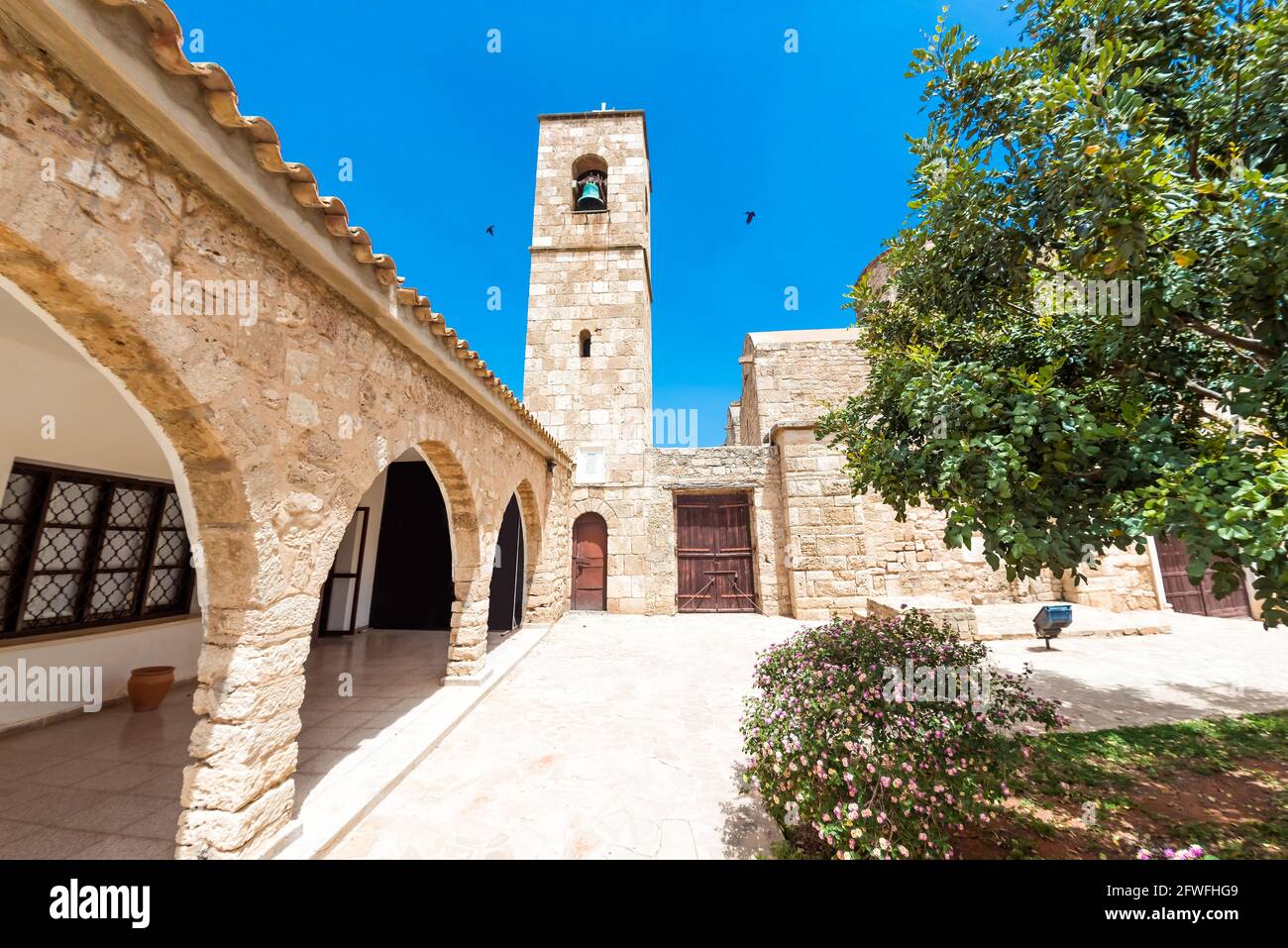 Inner courtyard in Apostle Barnabas' Monastery, Cyprus Stock Photo Alamy