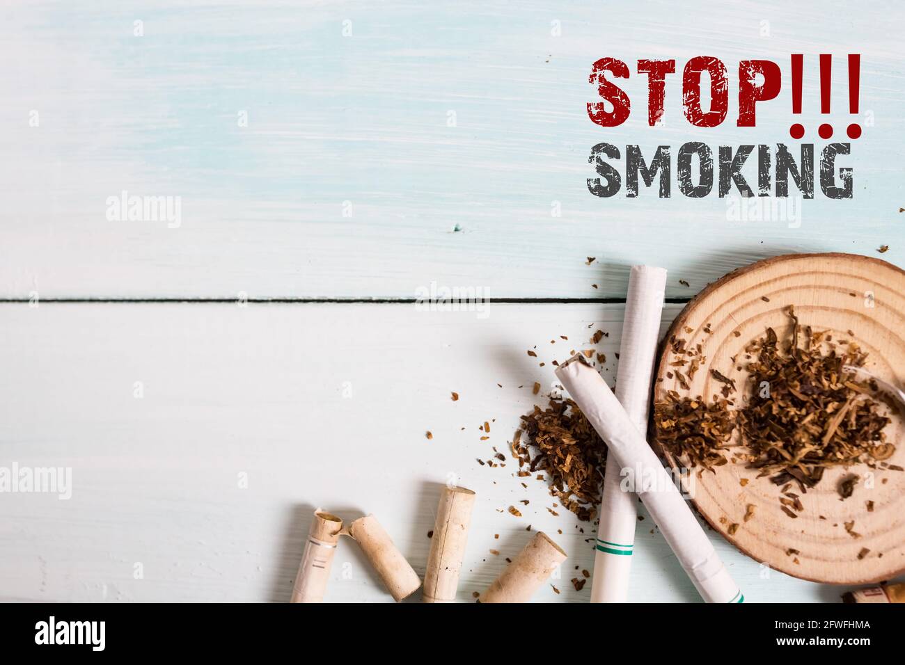 Drugs destroying family concept. Quit smoking for life on World no