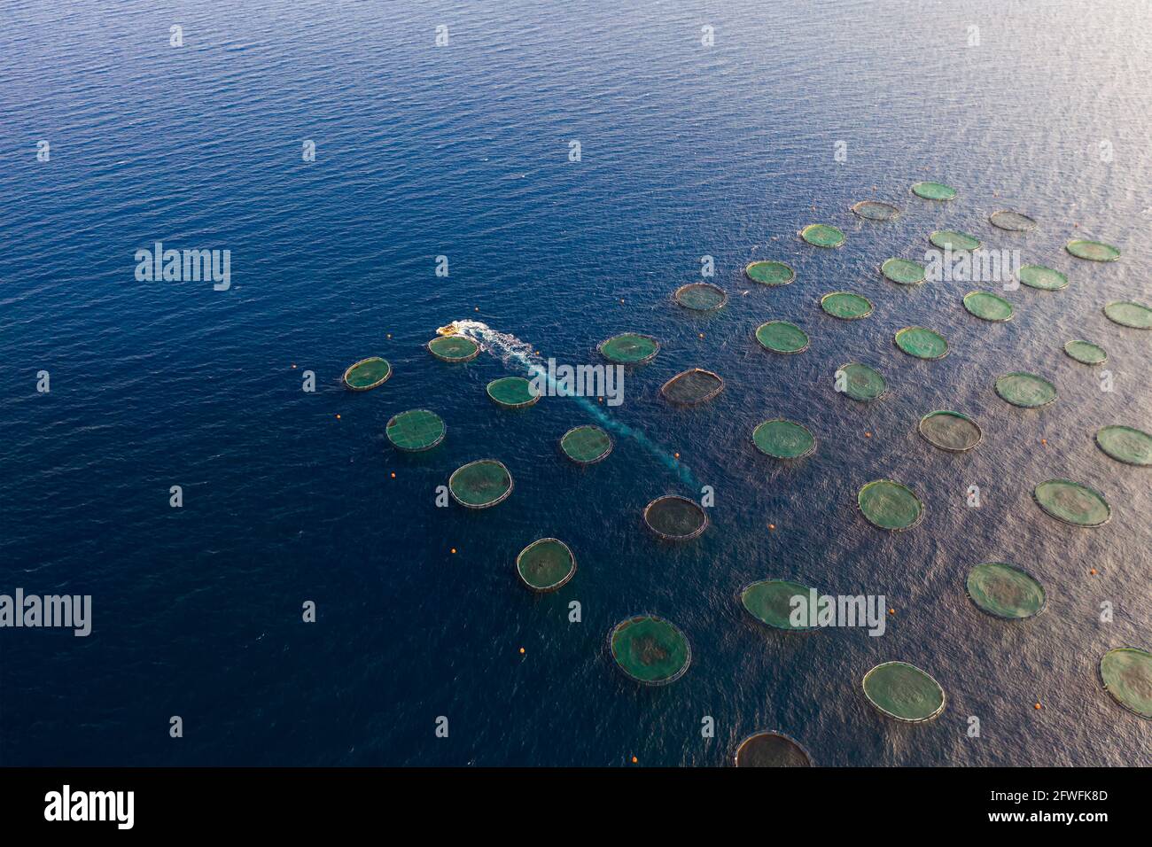 Aerial view of fishing farm at sea Stock Photo Alamy