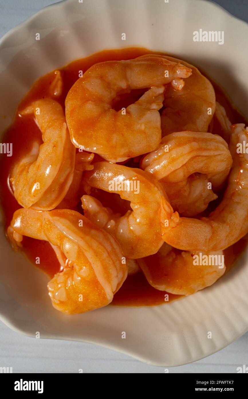 Buffalo style shrimp. Stock Photo