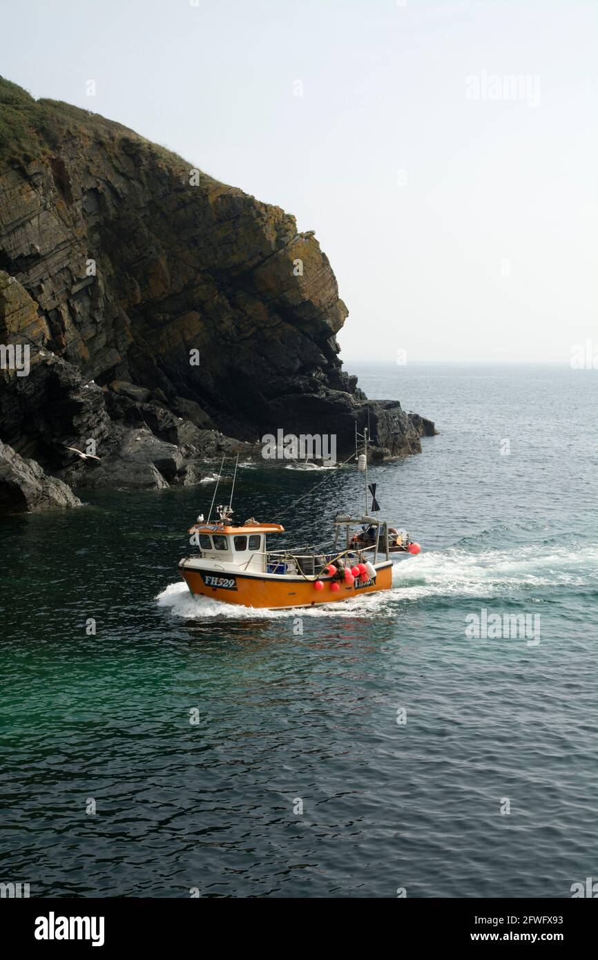 Fishing Boat Entering Harbour Cadgwith Cornwall Stock Photo - Alamy