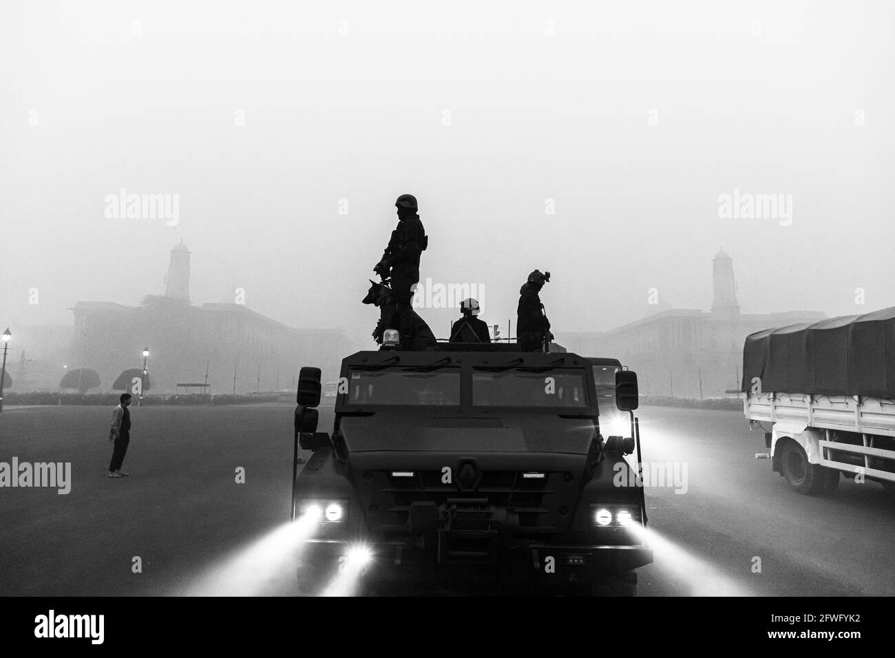 N S G Black cat commandos during their rehearsals for indian republic day in delhi. Stock Photo