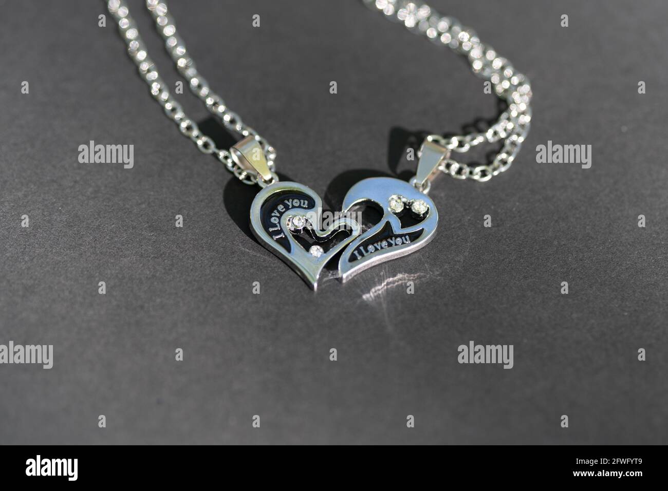 Couple set pendant necklace two half of 