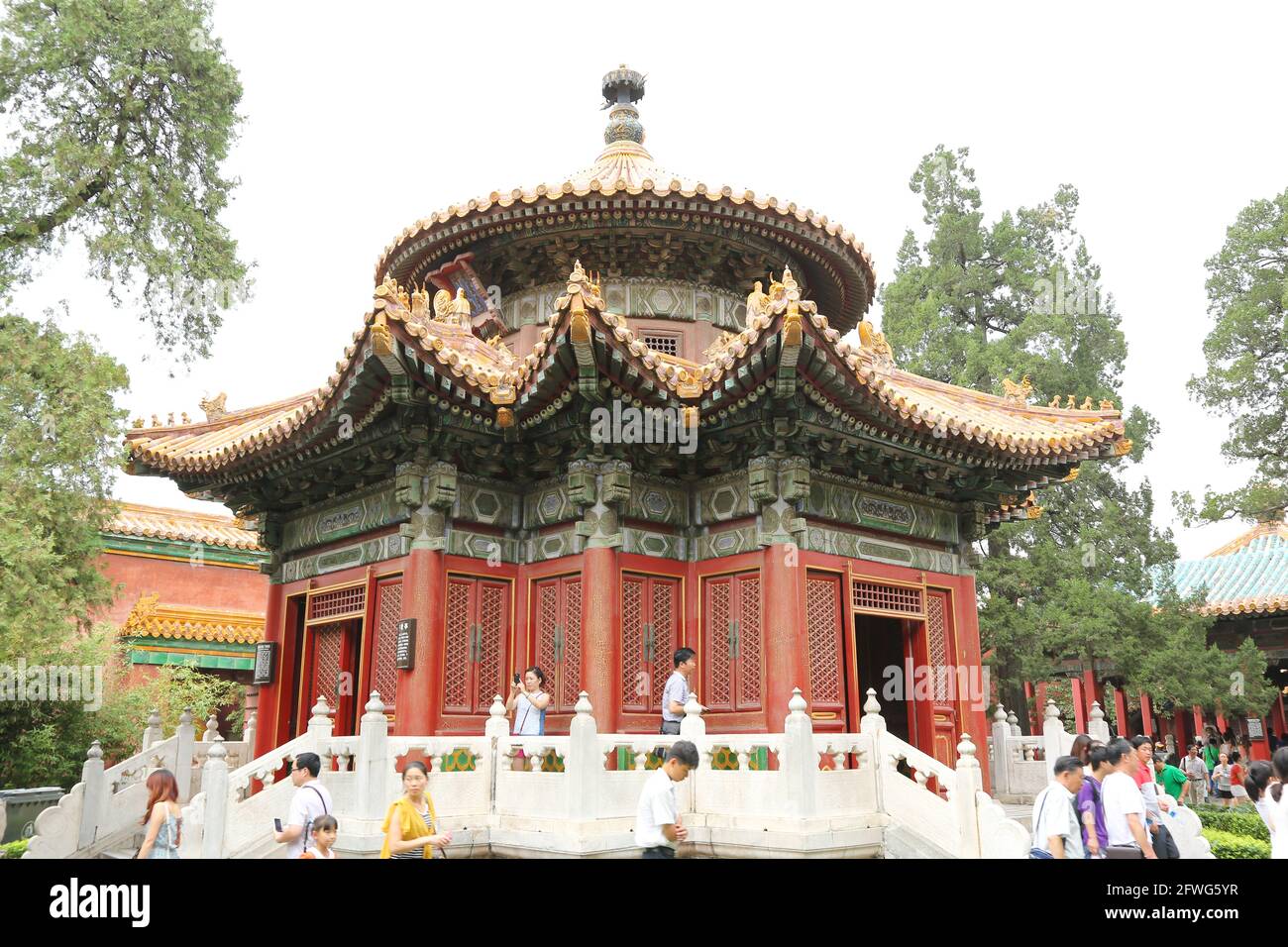 Side View of The Pavilion of Myriad Springs or Wanchunting in The Imperial Gardens of The Forbidden City Palace Museum Beijing, China. Stock Photo