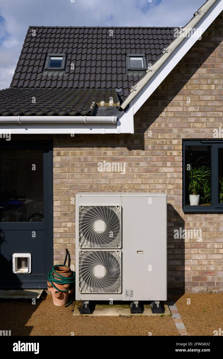 Domestic air source heat pump providing green energy in an