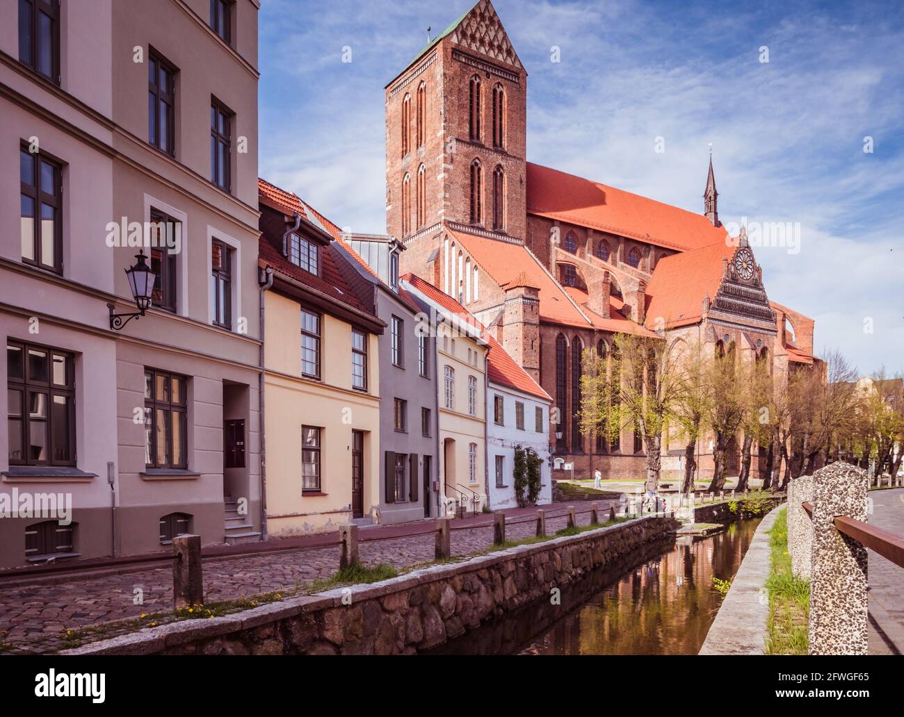 Mill pit with Nikolaikirche in the old town of Wismar in Mecklenburg-Western Pomerania Stock Photo