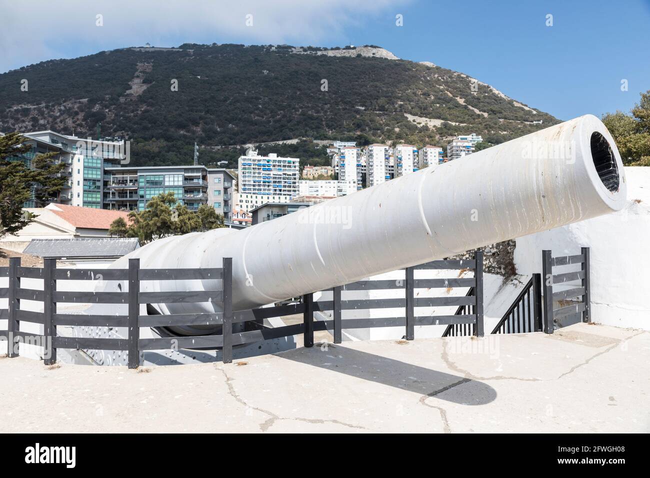 Napier of Magdala Battery with 100-ton gun, Gibraltar Stock Photo