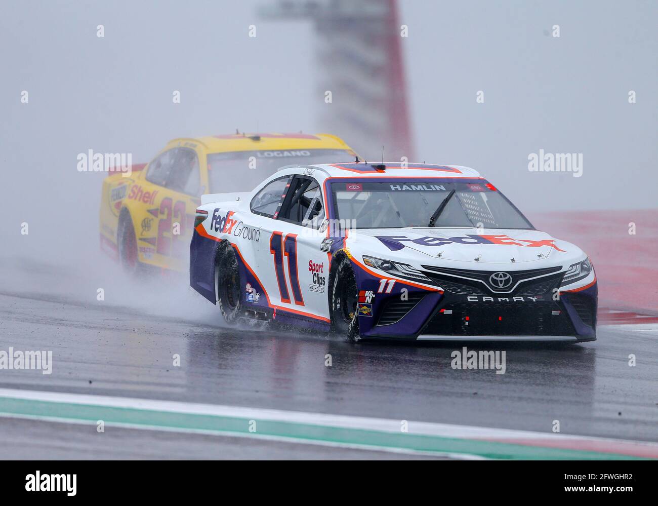 Austin. 22nd May, 2021. NASCAR Cup Series driver Denny Hamlin (11) and driver Joey Logano (22) during a practice round at Circuit of the Americas in Austin, Texas, on May 22, 2021. Credit: Scott Coleman/ZUMA Wire/Alamy Live News Stock Photo