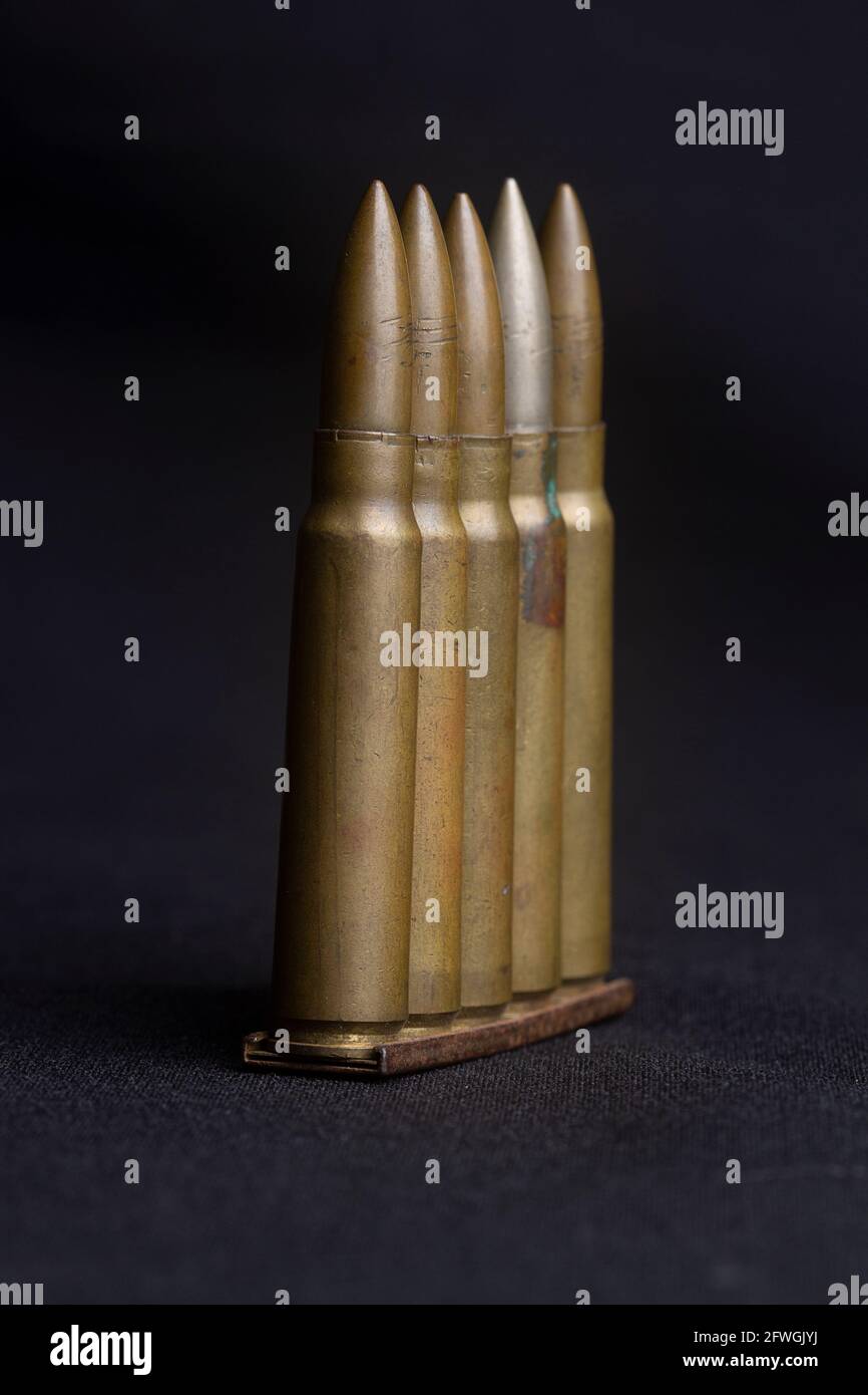 Holder with mauser bullets Stock Photo