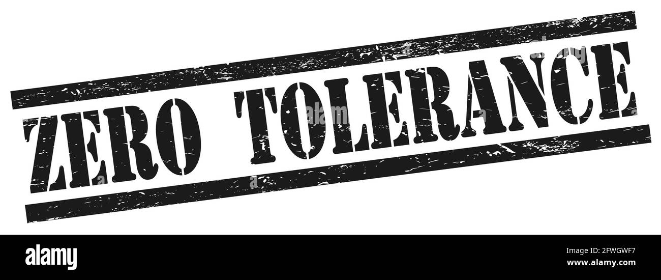 ZERO TOLERANCE text on black grungy rectangle vintage stamp Stock Photo