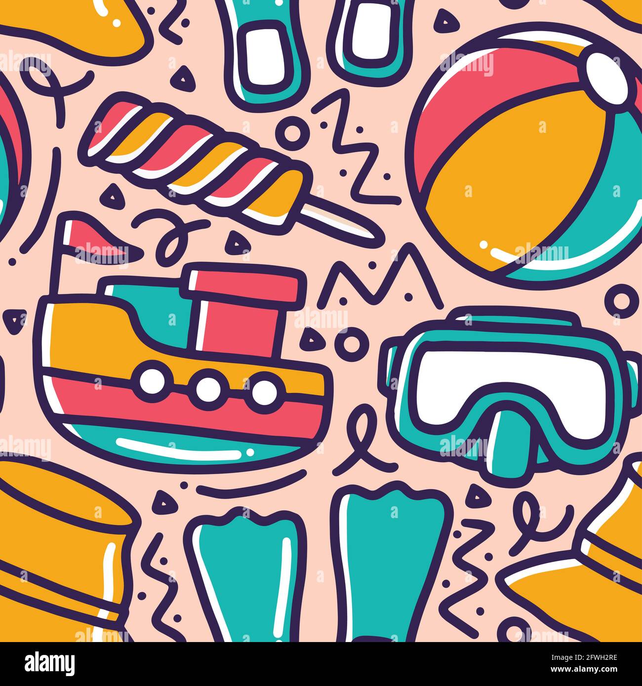 doodle set of sea holiday hand drawing Stock Vector Image & Art - Alamy