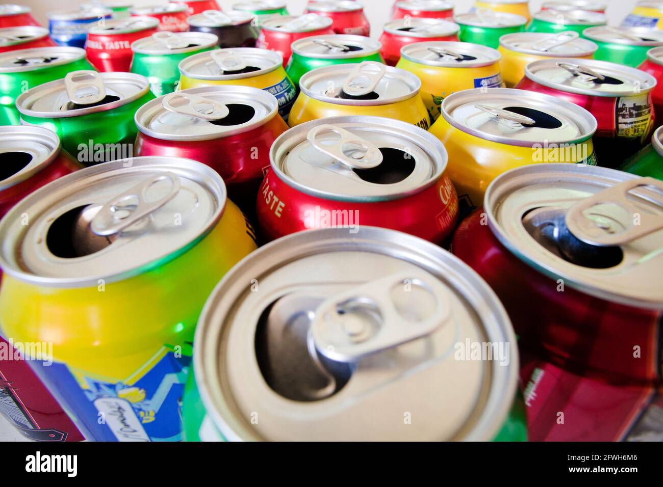 Open soda cans close up - USA Stock Photo