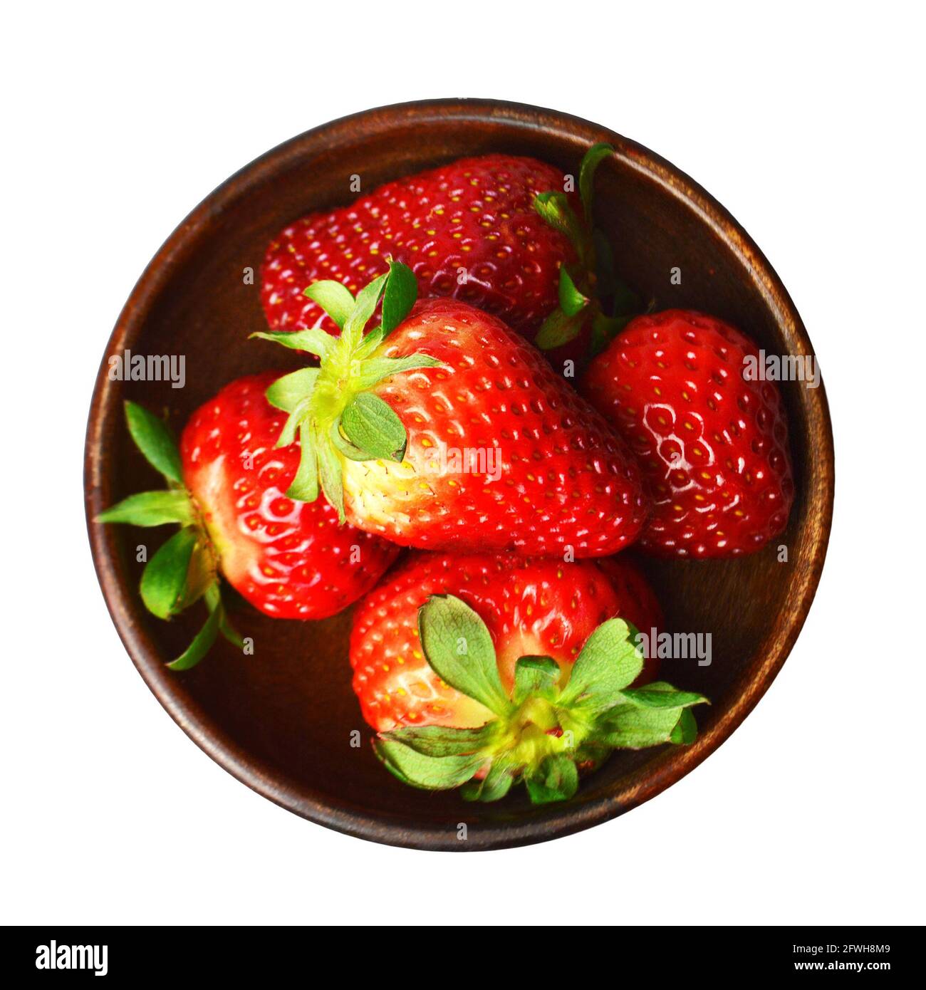 Strawberries in a bowl isolated on white background Stock Photo