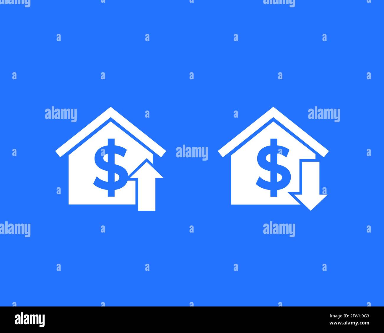 house prices growth and decline icons Stock Vector