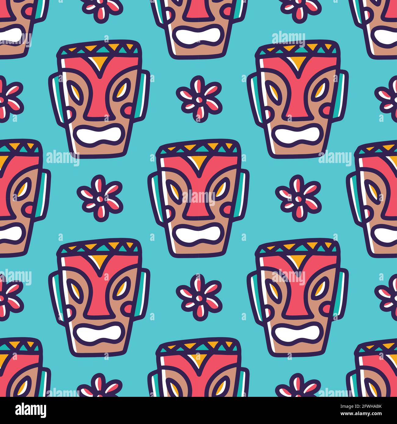 drawing of hand drawn hawaii tiki mask Stock Vector Image &amp; Art - Alamy