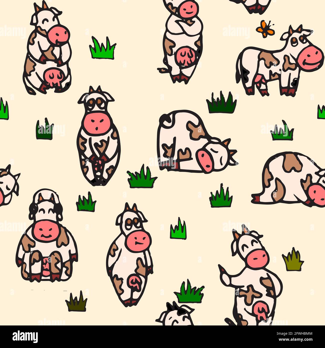 Cute cow seamless pattern design Stock Vector Image & Art - Alamy