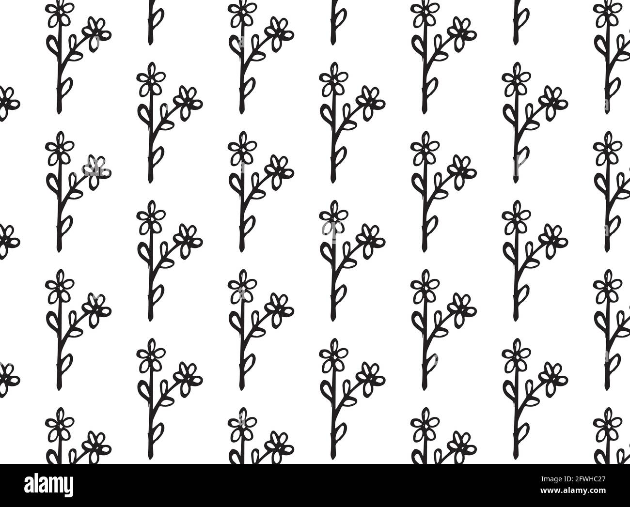 Hand drawn abstract ditsy flowers seamless pattern. Repeating floral ...