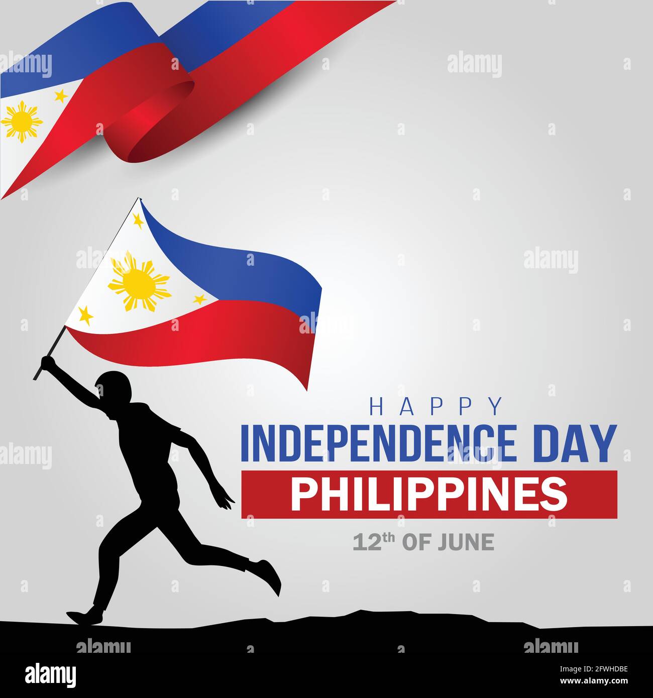 happy independence day Philippines. hands holding with Philippine flag