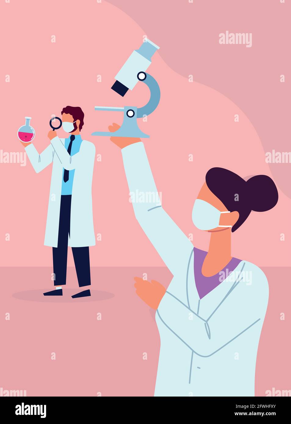 Beaker experiment science woman Stock Vector Images - Alamy