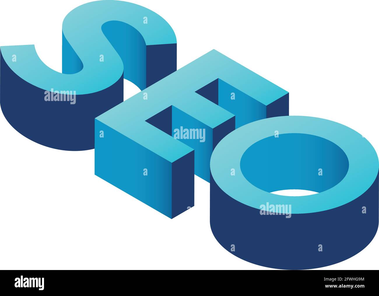 seo word isometric style icon Stock Vector