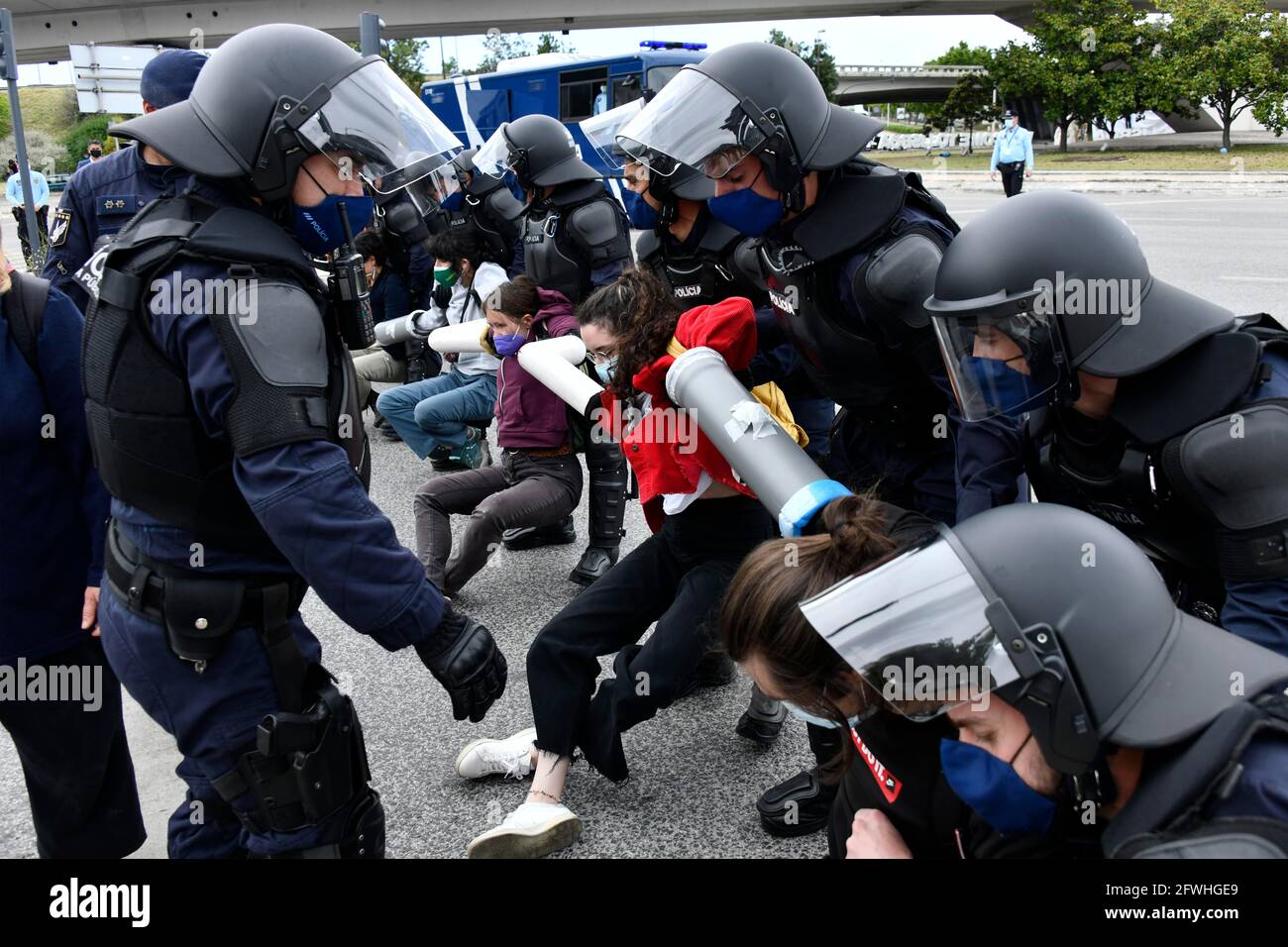 Lisbon, Portugal. 22nd May, 2021. Protesters arrested by ...