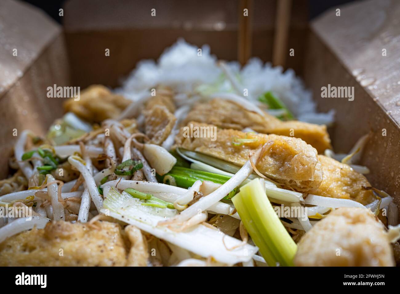 Vietnamese food dish Dau Xao Gia spring onions, tofu, bean sprouts