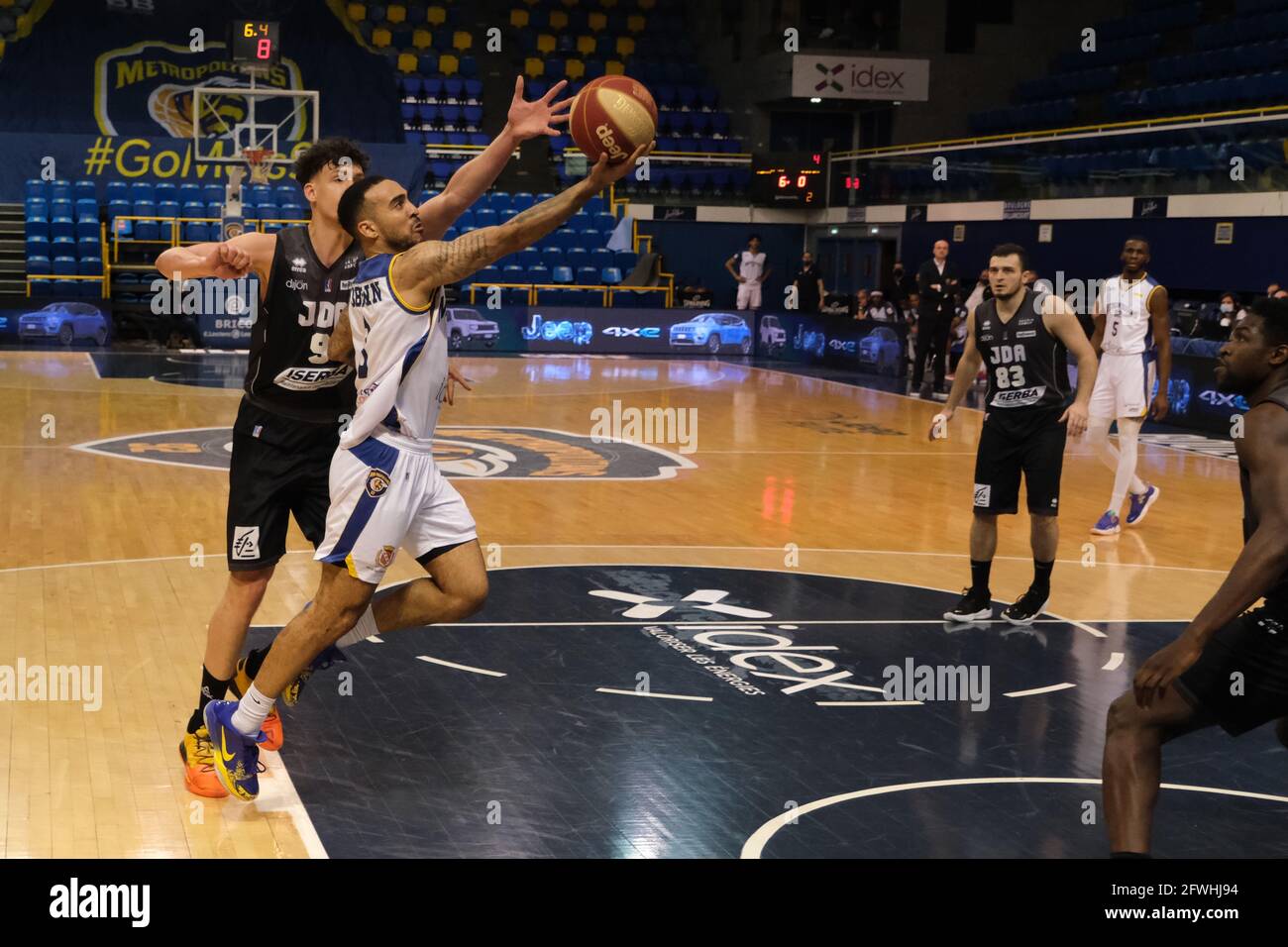 Levallois, Hauts de Seine, France. 22nd May, 2021. BRANDON BROWN point  guard of Boulogne-Levallois in action during the French Basketball  championship Jeep Elite between Boulogne-Levallois and Dijon at Marcel  Cerdan stadium -