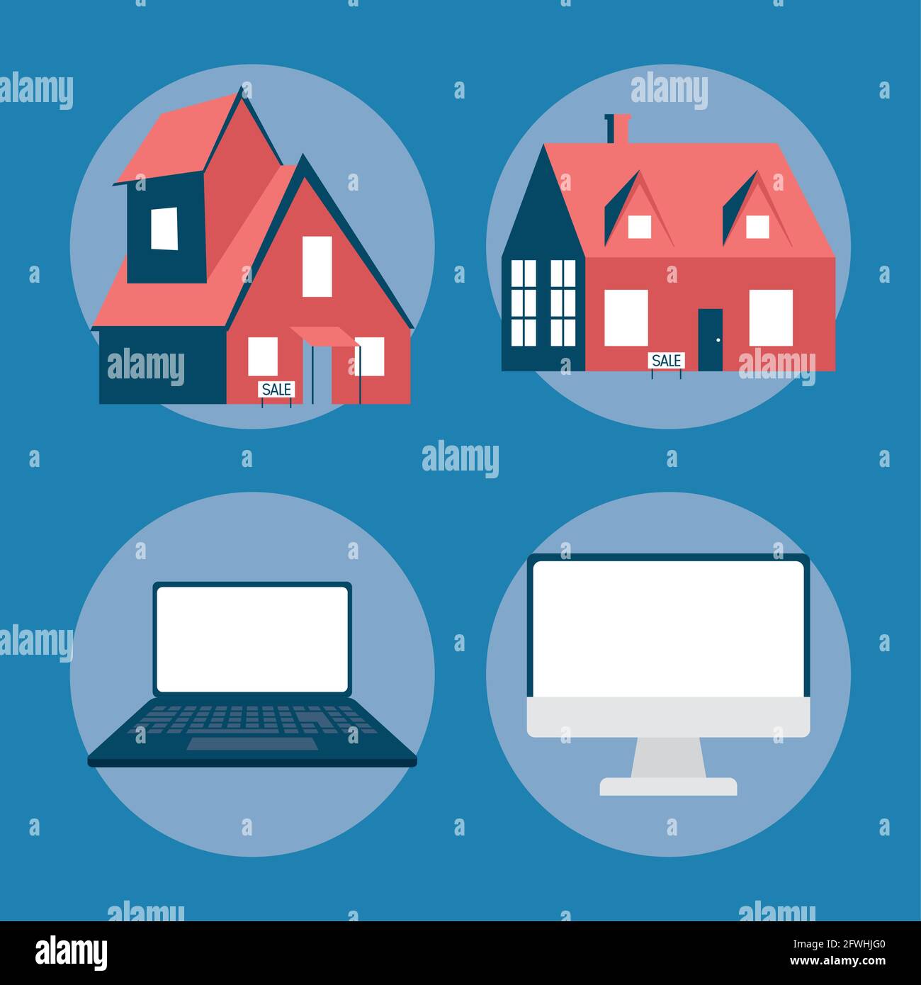 real estate set four icons Stock Vector