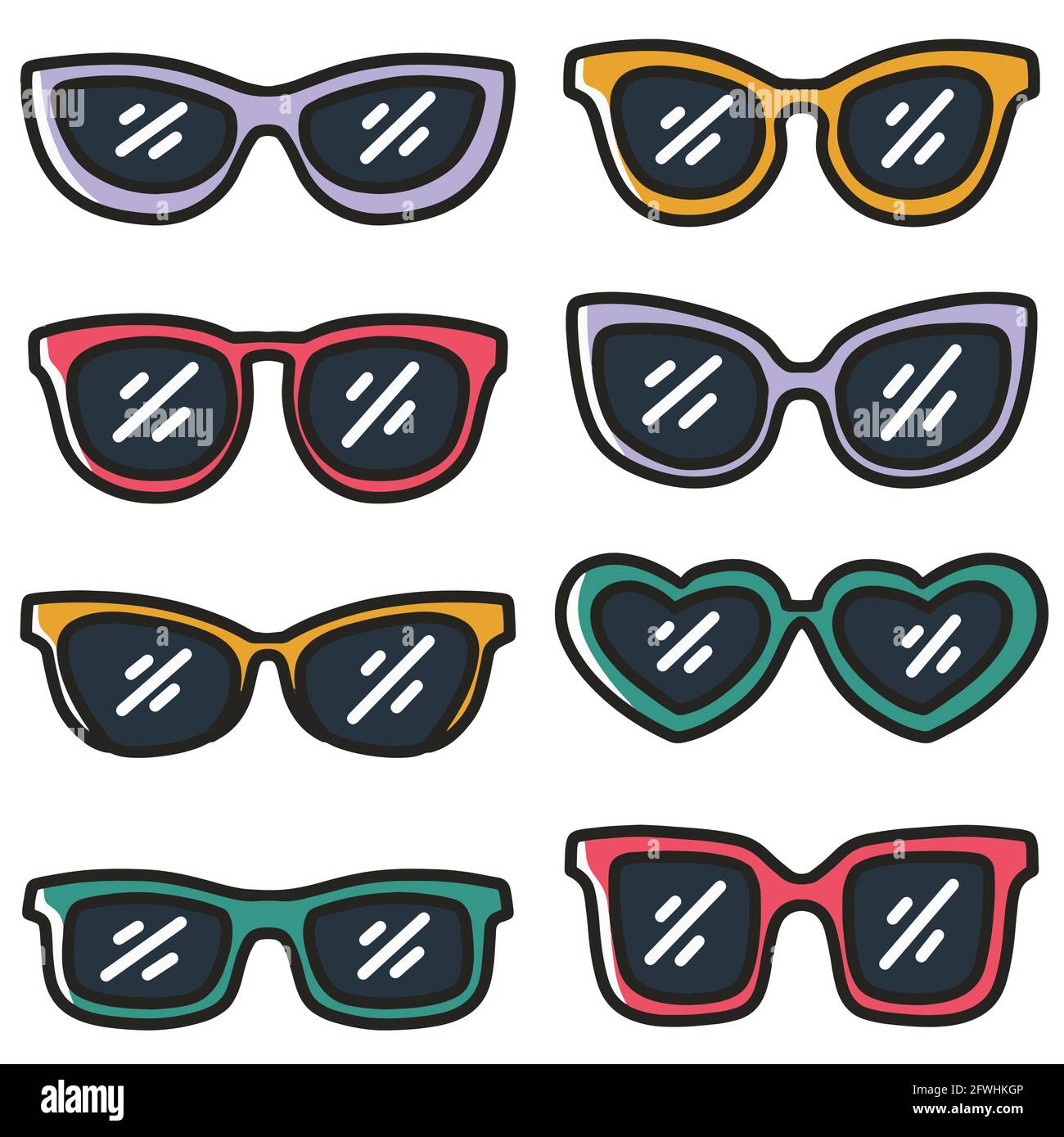 handdrawn colorful sunglasses doodle art design element illustration