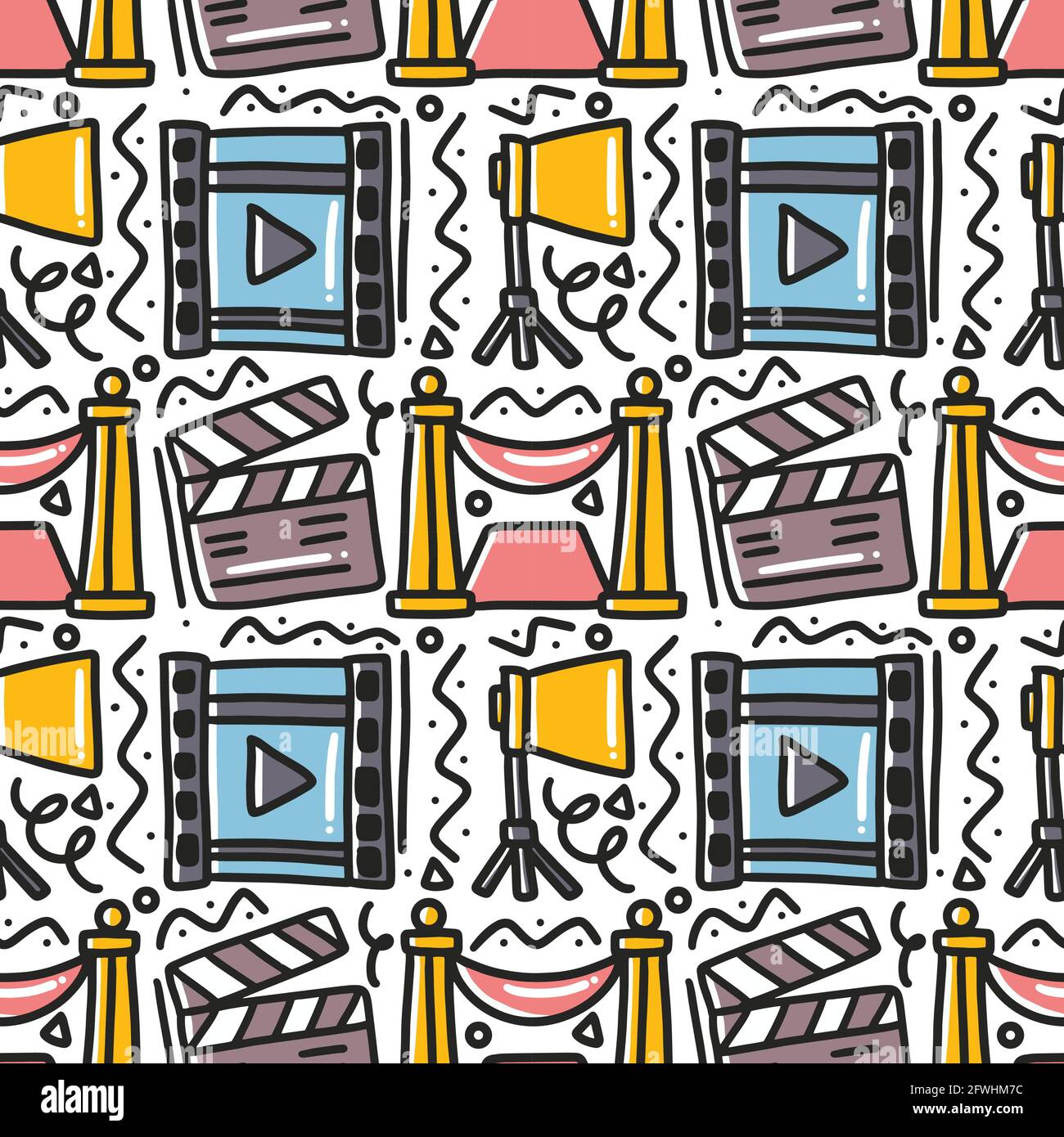 hand drawn doodle cinema show Stock Vector