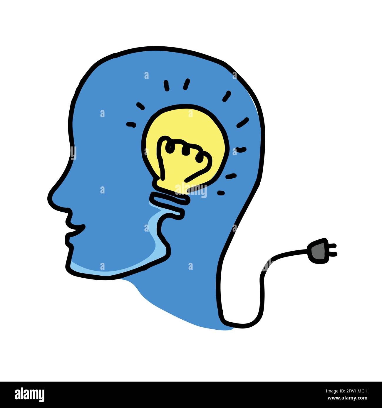 Creative idea concept human head and bulb vector illustration Stock Vector