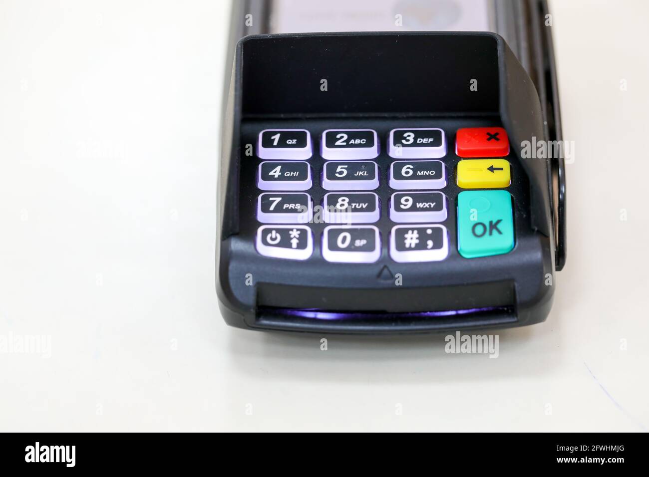 Credit card reader or POS terminal. Payment terminal. Stock Photo