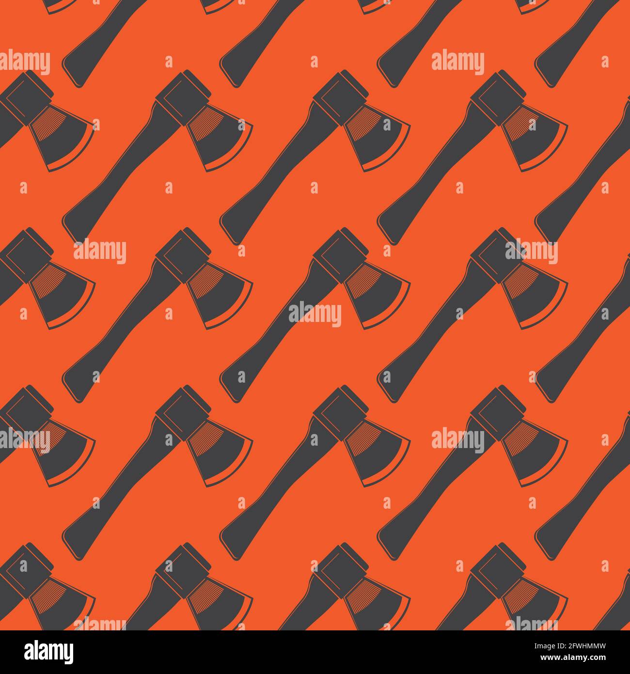 Firefighter Axe Seamless Pattern Isolated on Red Background Stock Vector