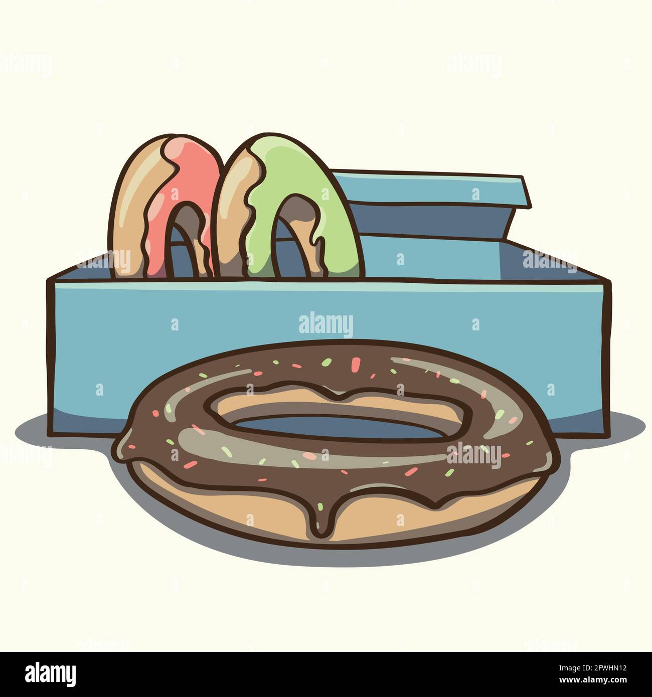 cartoon donuts set in a box Stock Vector Image & Art Alamy